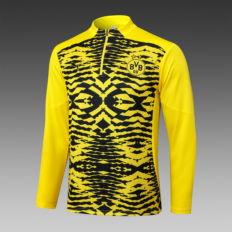 24/25 Dortmund Yellow black Long-sleeved half-pull training kit Football team kit