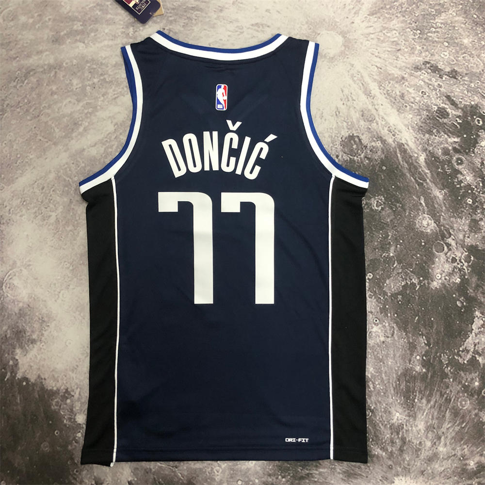 NBA Dallas Mavericks V-Neck Royal Blue Jersey DONCIC#77 S-XXL