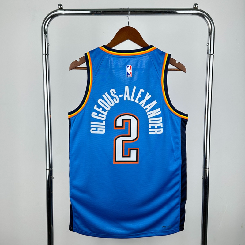 NBA Oklahoma City Thunder V-Neck Blue Jersey GILGEOUS-ALEXANDER#2 S-XXL