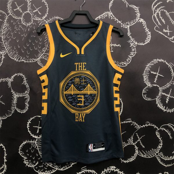 NBA Golden State Warriors V-Neck Black Jersey S-XXL