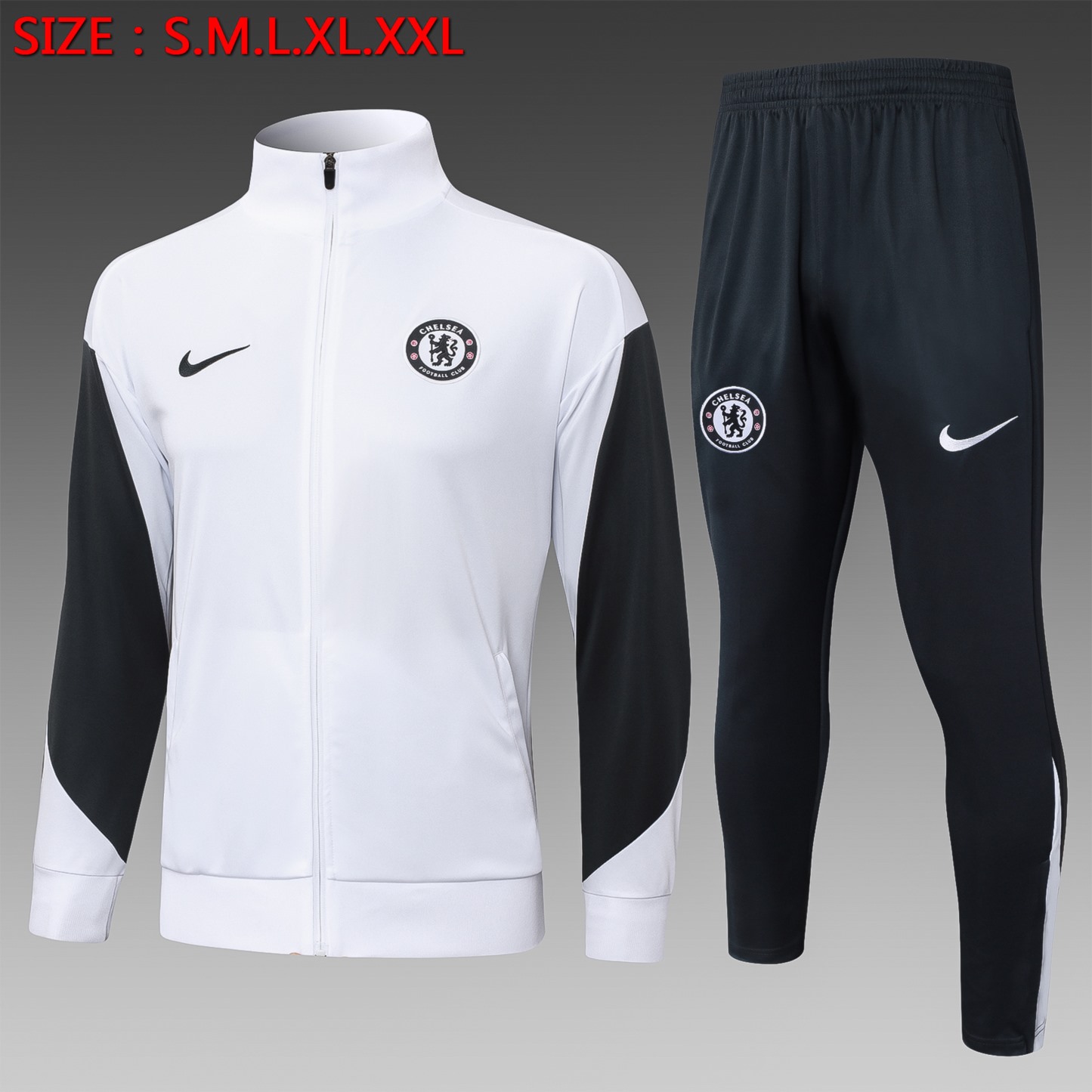 2025/26 Chelsea White Jacket Training Suit Set Football Team Shirt Sports Fashion