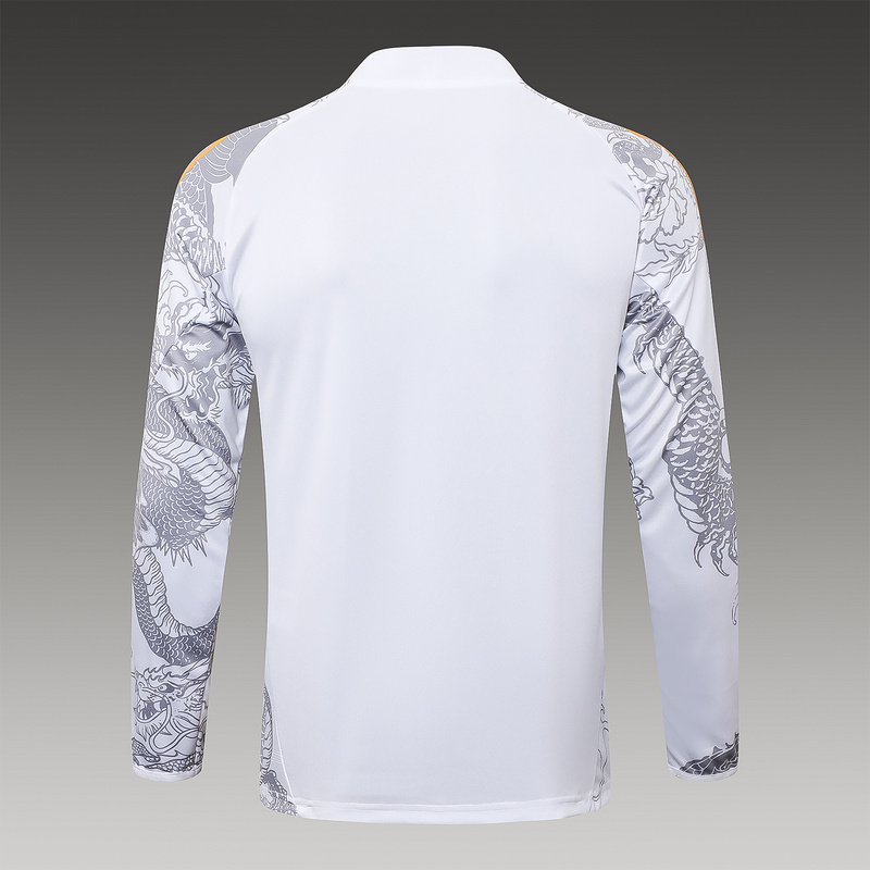 24/25 Real Madrid White Long-sleeved half-pull training kit Football team kit
