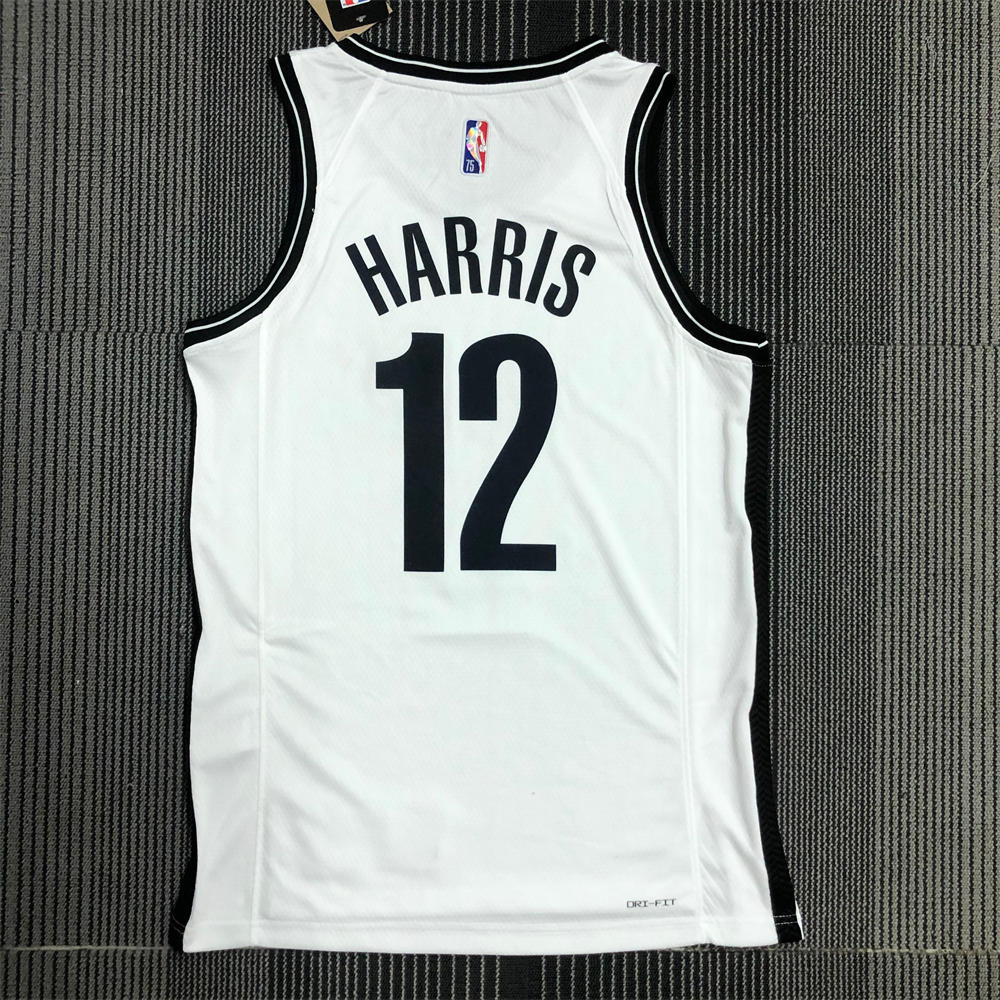NBA Brooklyn Nets V-Neck White 75th anniversary Jersey HARRIS#12 S-XXL
