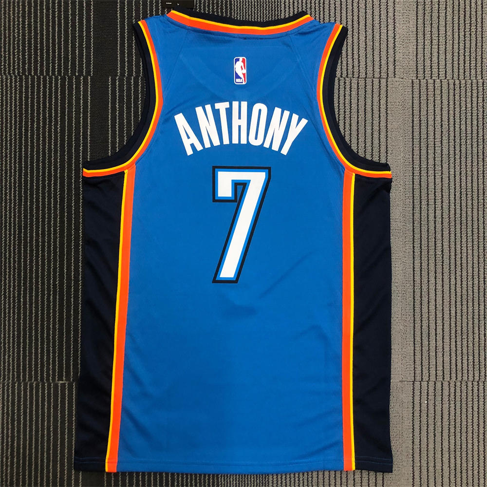 NBA Oklahoma City Thunder V-Neck Blue Jersey ANTHONY#7 S-XXL