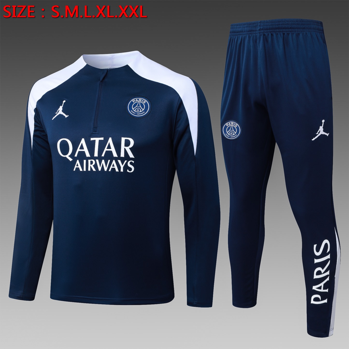 202526 Paris royal blue Long-sleeved half-pull training kit Football team kit
