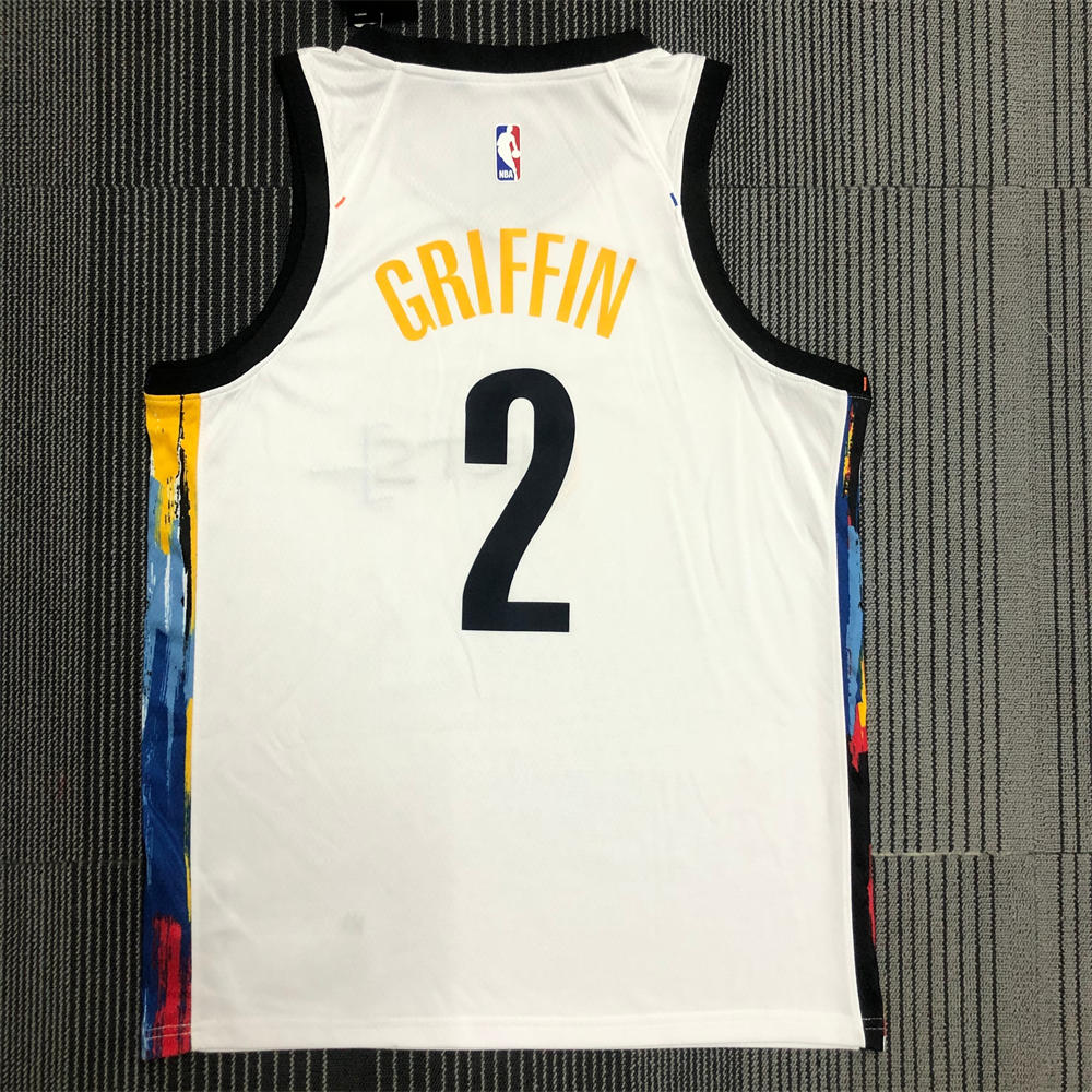 NBA Brooklyn Nets V-Neck White Jersey GRIFFIN#2 S-XXL