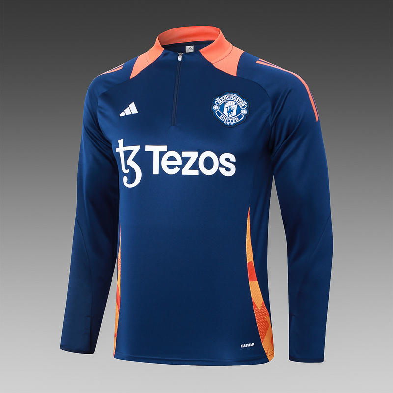 24/25 Manchester United royal blue Long-sleeved half-pull training kit Football team kit