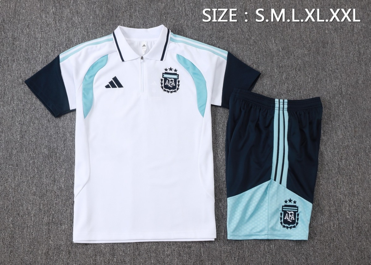 2026 Argentina White Training Set Shirt and Shorts