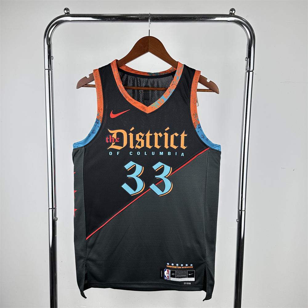 NBA Washington Wizards KUZMA#33 2024 City Edition Swingman Black Jersey S-XXL