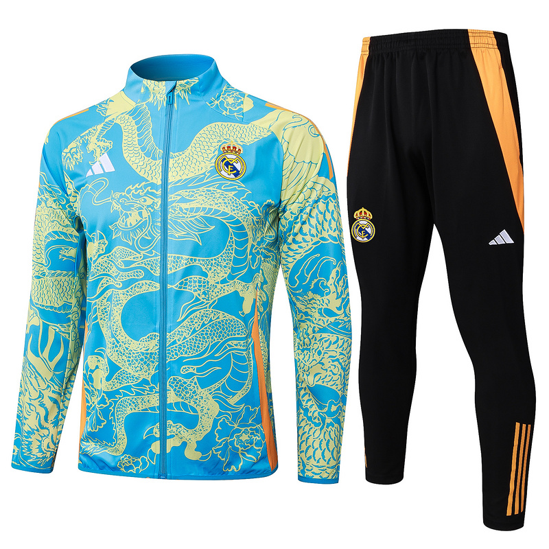 2024/25 Real Madrid Blue Jacket Training Suit Set Football Team Shirt Sports Fashion