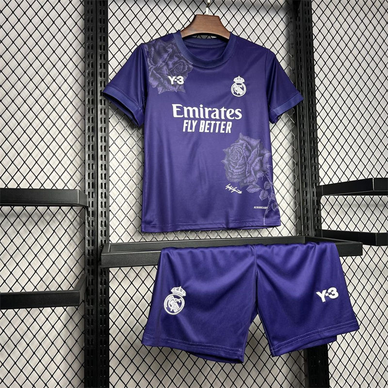 24/25 Real Madrid Y3 Rose Special Edition Purple jersey Kid Kits Size 16-28