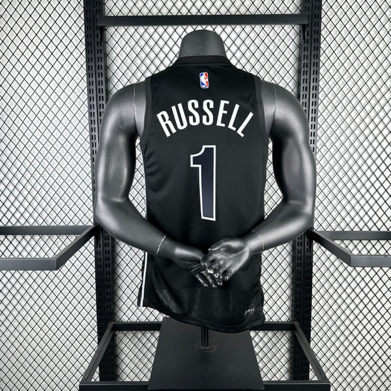 NBA Brooklyn Nets V-Neck Black Jersey RUSSELL#1 S-XXL