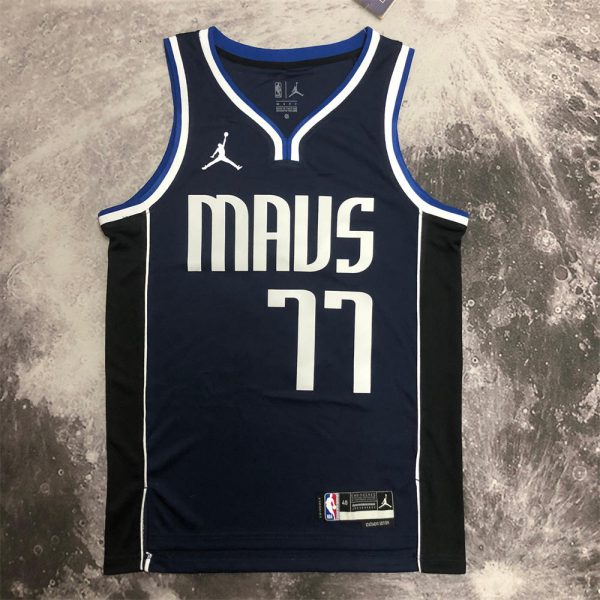 NBA Dallas Mavericks V-Neck Royal Blue Jersey DONCIC#77 S-XXL
