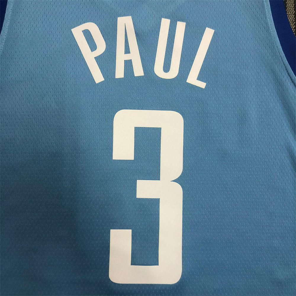 NBA Houston Rockets V-Neck Light Blue Jersey PAUL#3 S-XXL