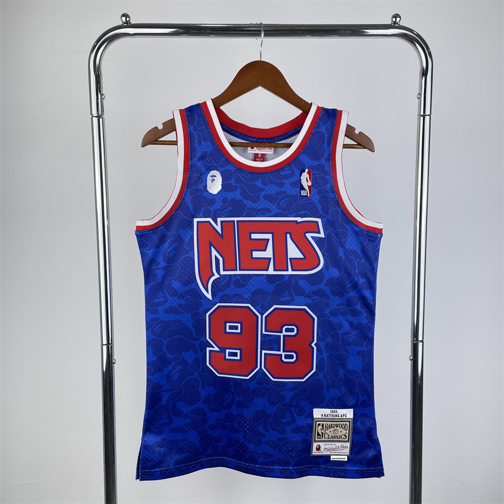 NBA Brooklyn Nets BAPE×M&N BAPE#93 Royal Hardwood Classics Swingman Jersey S-XXL