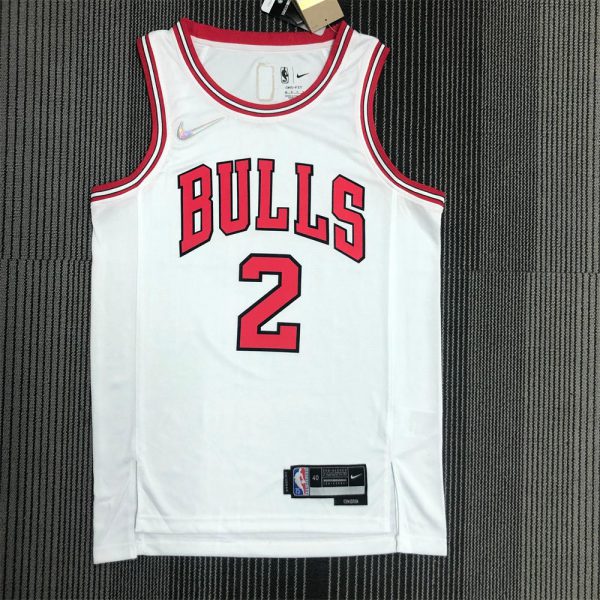 NBA Chicago Bulls Round Neck White 75th anniversaryJersey BALL#2 S-XXL