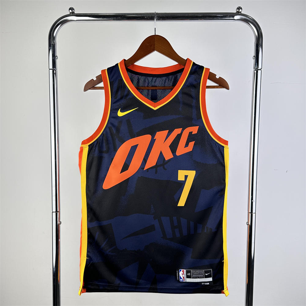 NBA Oklahoma City Thunder 2024 City Edition V-Neck Black Jersey HOLMGREN#7 S-XXL