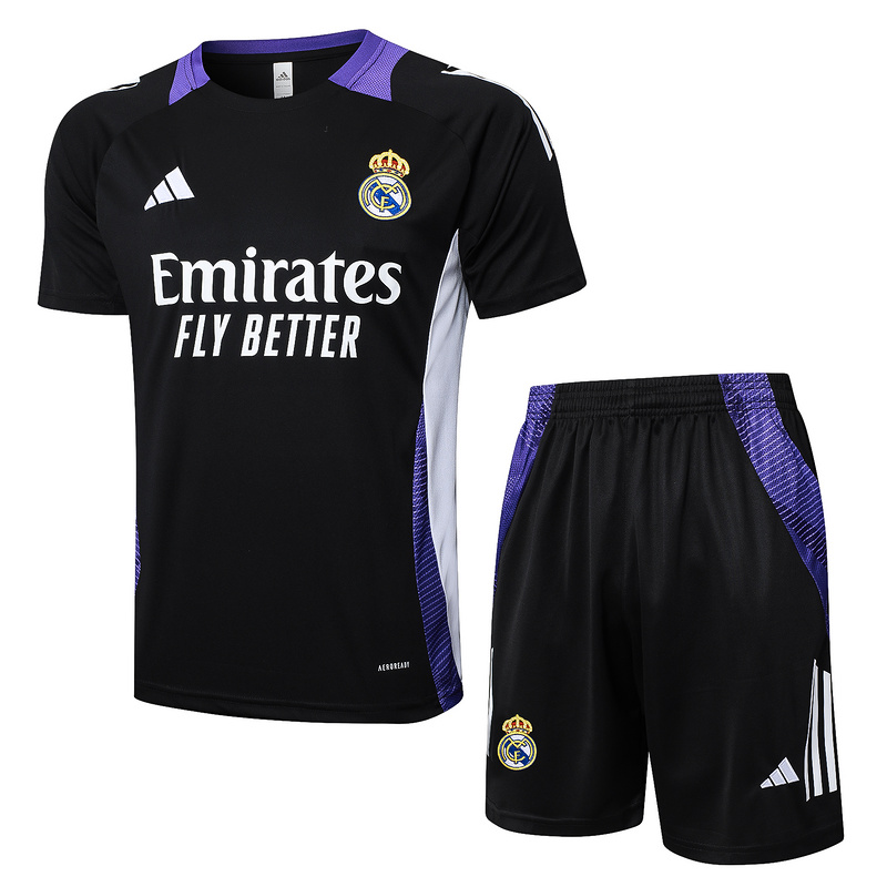 24/25 Real Madrid Black Training Set Shirt and Shorts