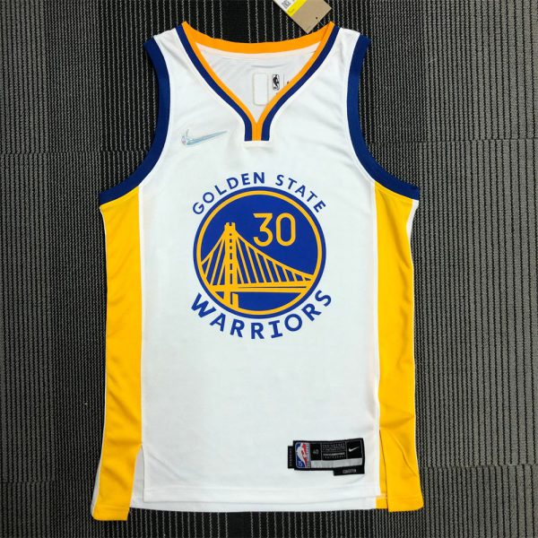 NBA Golden State Warriors V-Neck 75th anniversary White Jersey CURRY#30 S-XXL