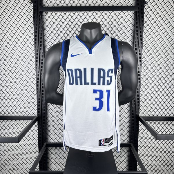 NBA Dallas Mavericks V-Neck White Jersey THOMPSON#31 1 S-XXL