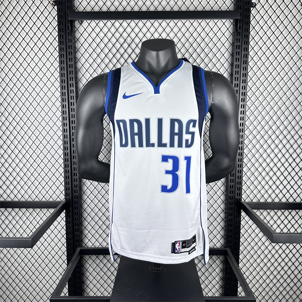 NBA Dallas Mavericks V-Neck White Jersey THOMPSON#31 1 S-XXL