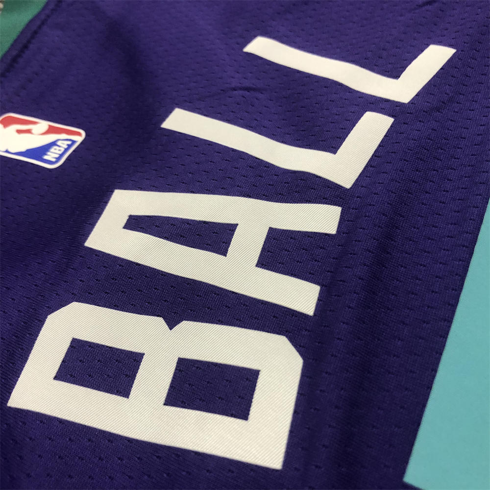 NBA Charlotte Hornets V-Neck Purple Jersey BALL#2 S-XXL