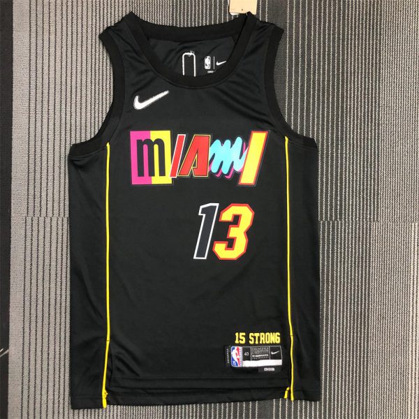NBA Miami Hearts Round Neck Black 75th Anniversary Jersey ADEBAYO#13 S-XXL