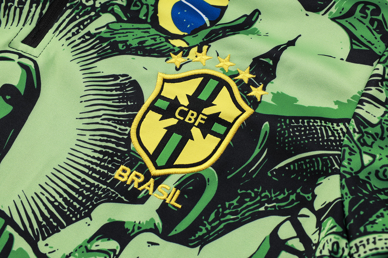 24/25 Brazil Green Long-sleeved half-pull training kit Football team kit