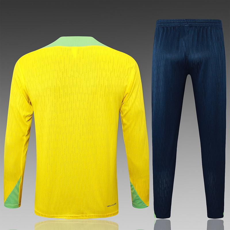 24/25 Brazil Yellow Long-sleeved half-pull training kit Football team kit