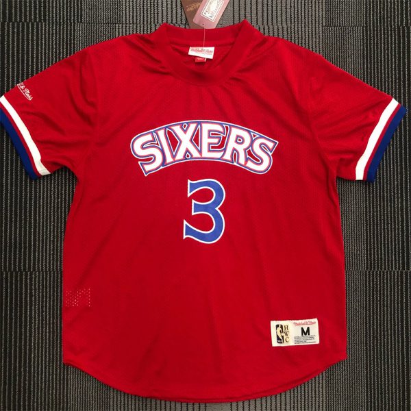 NBA Philadelphia 76ers Mitchellness Red Jersey IVERSON#3 S-XXL