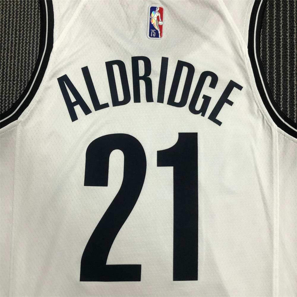 NBA Brooklyn Nets V-Neck White 75th anniversary Jersey ALDRIDGE#21 S-XXL