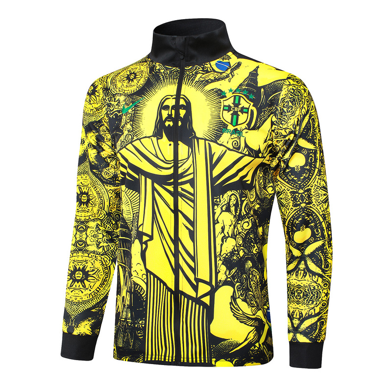 2024/25 Brazil Yellow Jacket Training Suit Set Football Team Shirt Sports Fashion