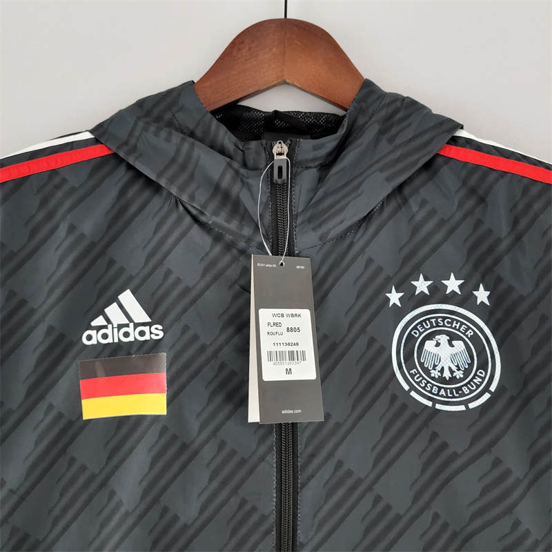 2022 Germany Windbreaker Black Red and White Sport Unifom jersey Sport Unifom