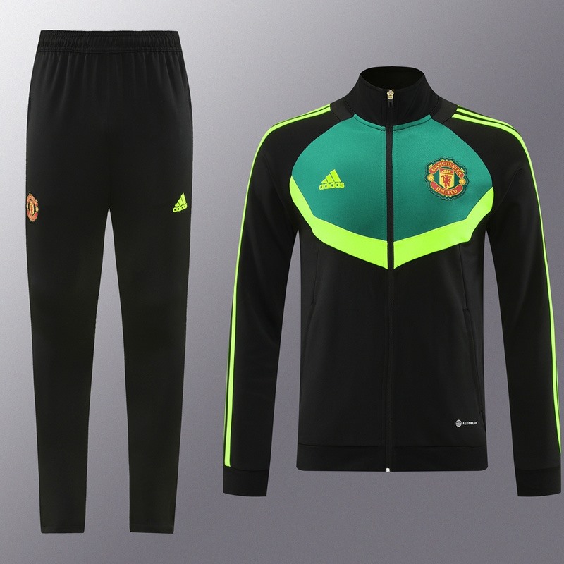 2024 Manchester United Black green Jacket Training Suit Set Football Team Shirt Sports Fashion
