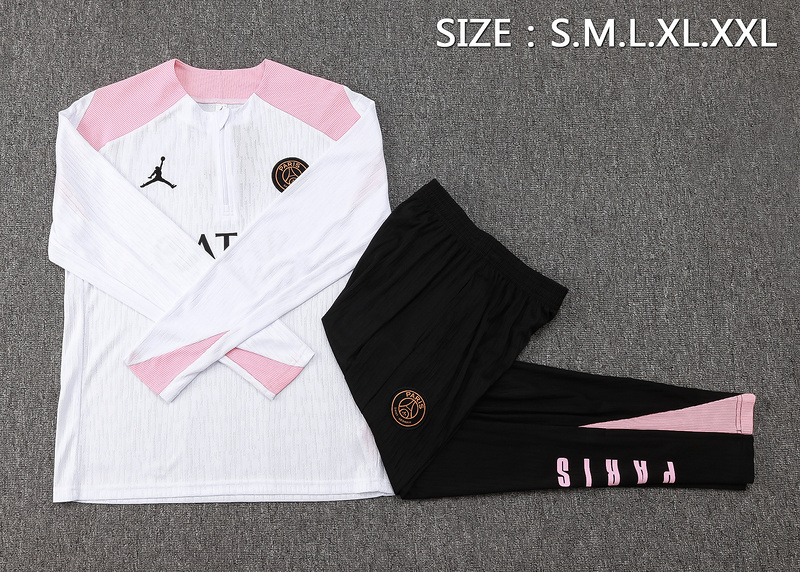 24/25 Paris White Long-sleeved half-pull training kit Football team kit