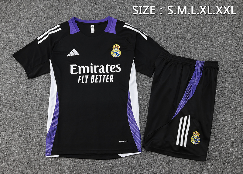 24/25 Real Madrid Black Training Set Shirt and Shorts