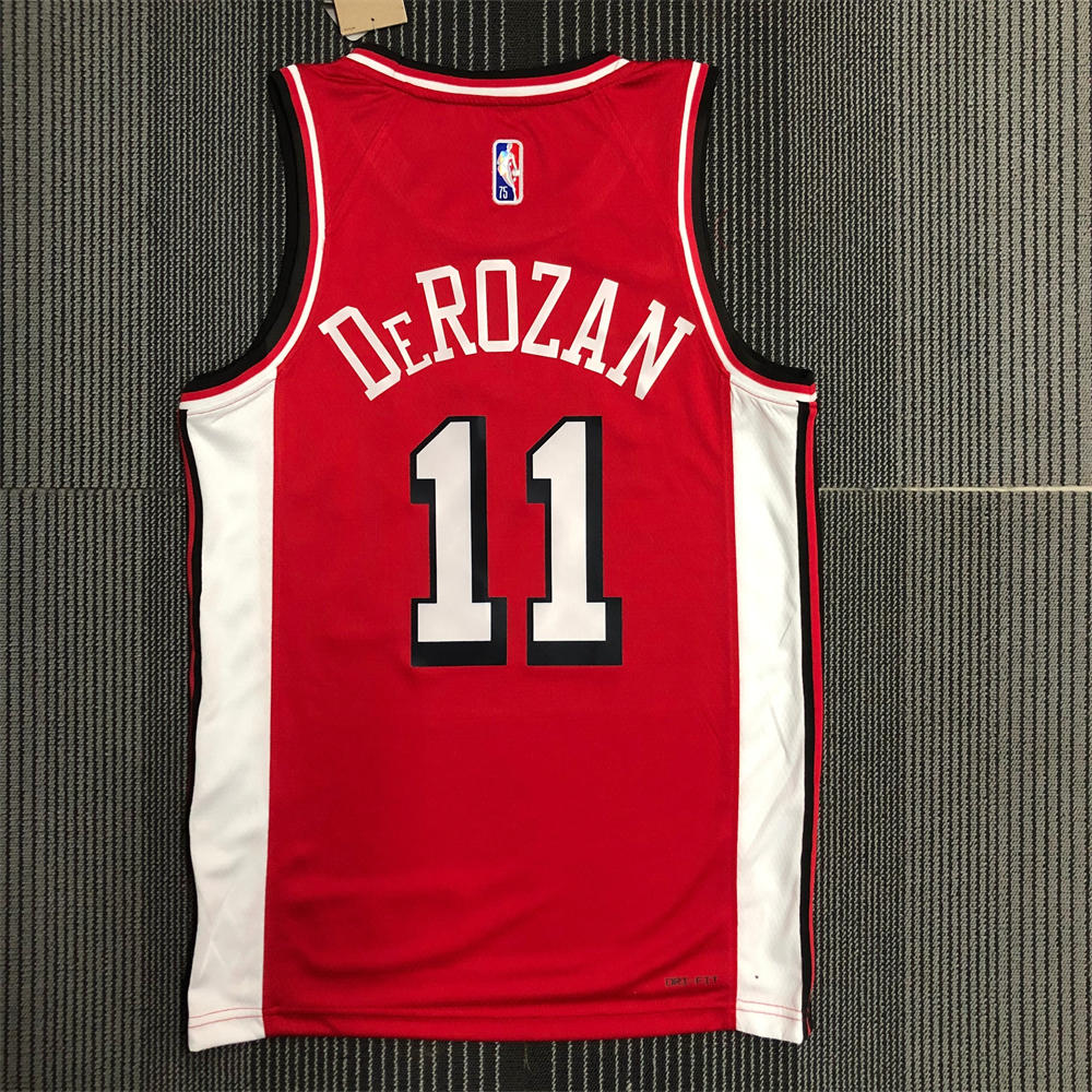 NBA Chicago Bulls Round Neck Red 75th anniversaryJersey DeROZAN#11 S-XXL
