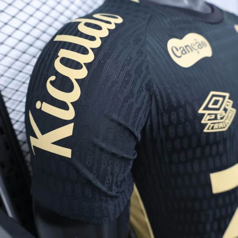 2024/25 Santos Black Jersey With Sponsors jersey Player Version