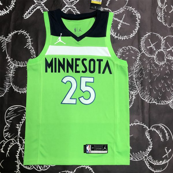 NBA Minnesota Timberwolves V-Neck Green ROSE#25 Jersey S-XXL