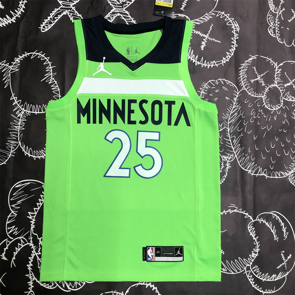 NBA Minnesota Timberwolves V-Neck Green ROSE#25 Jersey S-XXL