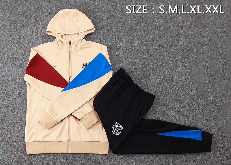 2024 Barcelona khaki Hoodie Jacket Kit Set Football Team Shirt Sports Fashion