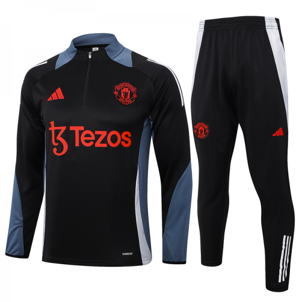 24/25 Manchester United Black Long-sleeved half-pull training kit Football team kit