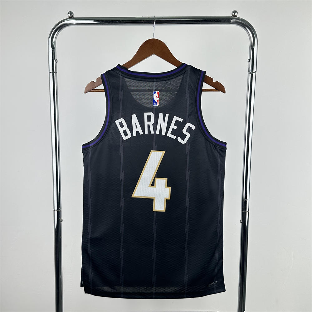 NBA Toronto Raptors 24/25 City Edition Round Neck Black Jersey BARNES#4 S-XXL