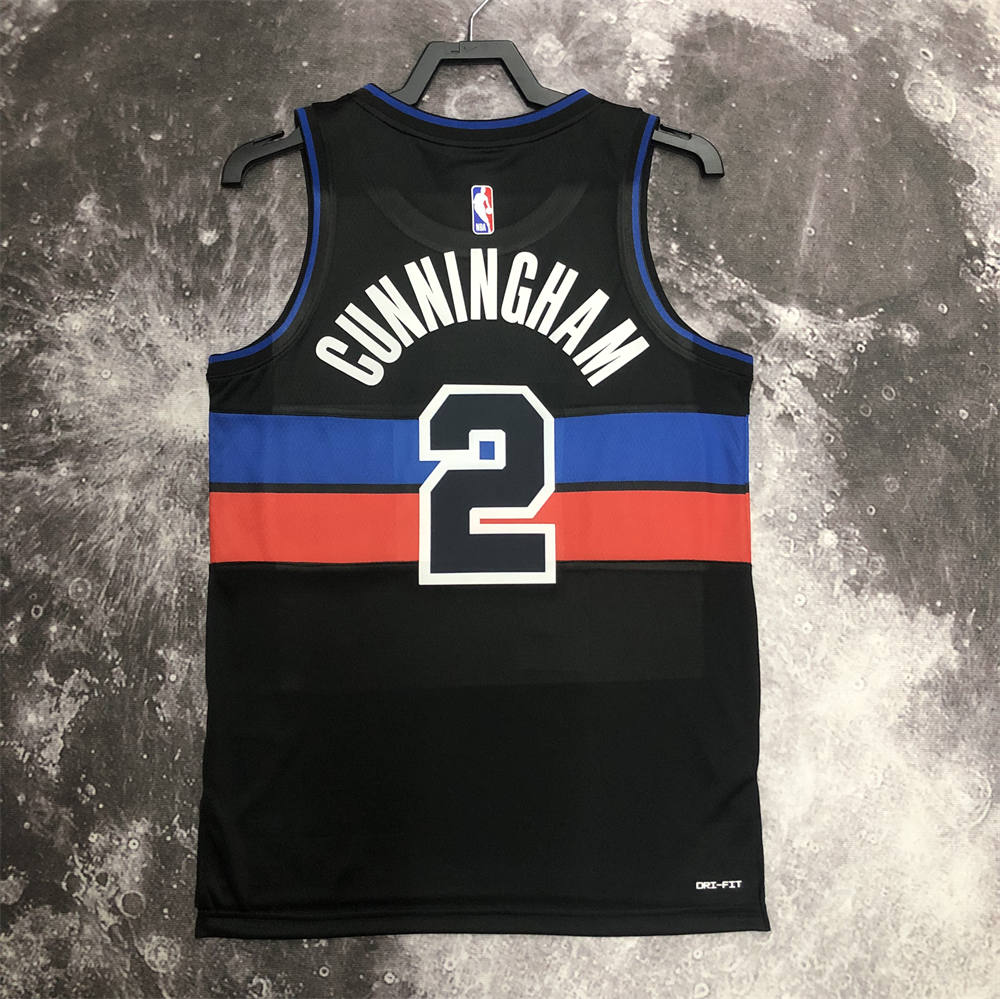 NBA Detroit PIstons Round Neck JORDAN Edition Black jersey CUNNINGHAM#2 S-XXL