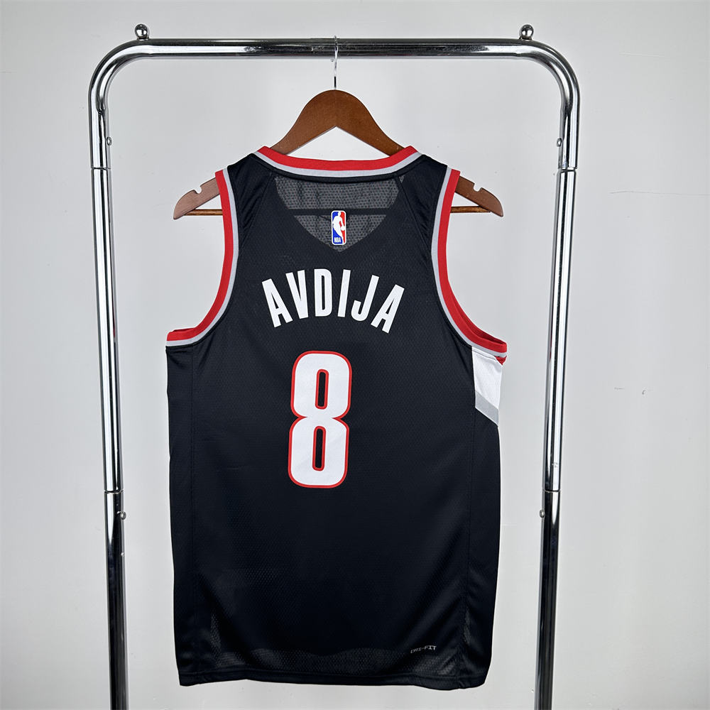 NBA Portland Trail Blazers 2023 V-Neck Black jersey AVDIJA#8 S-XXL