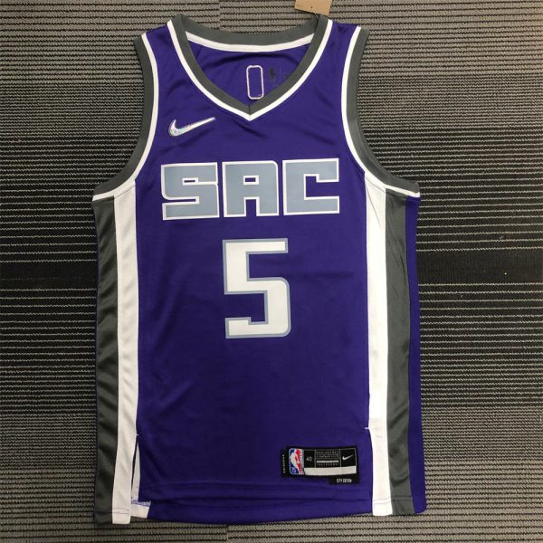 NBA Scaramento Kings V-Neck Purple 75th Anniversary jersey FOX#5 S-XXL