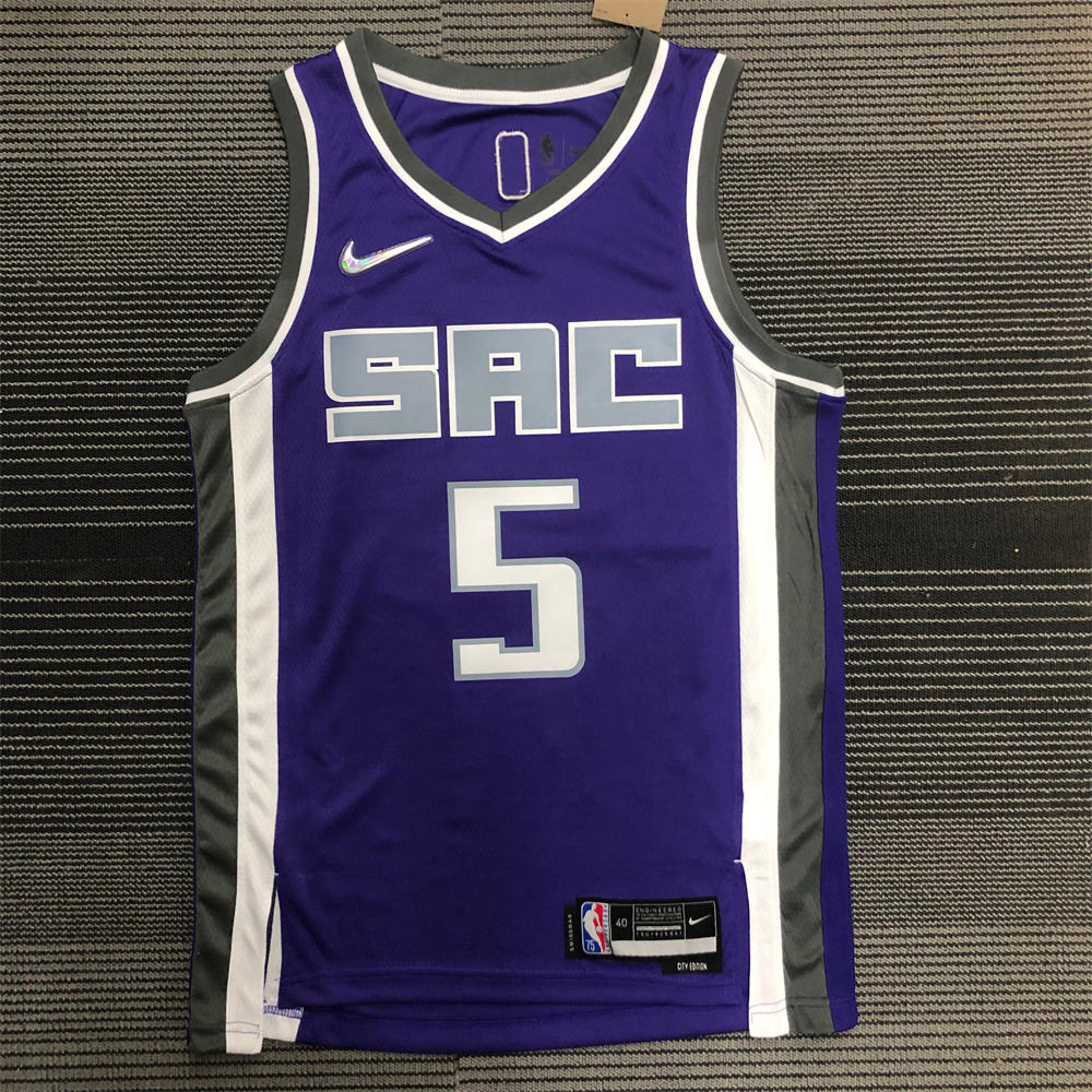 NBA Scaramento Kings V-Neck Purple 75th Anniversary jersey FOX#5 S-XXL
