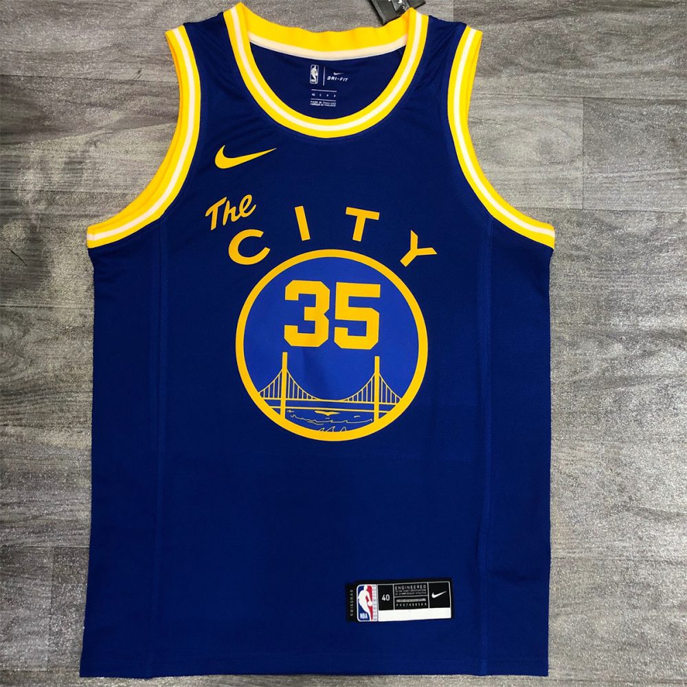 NBA Golden State Warriors Round neck Blue Jersey DURANT#35 S-XXL