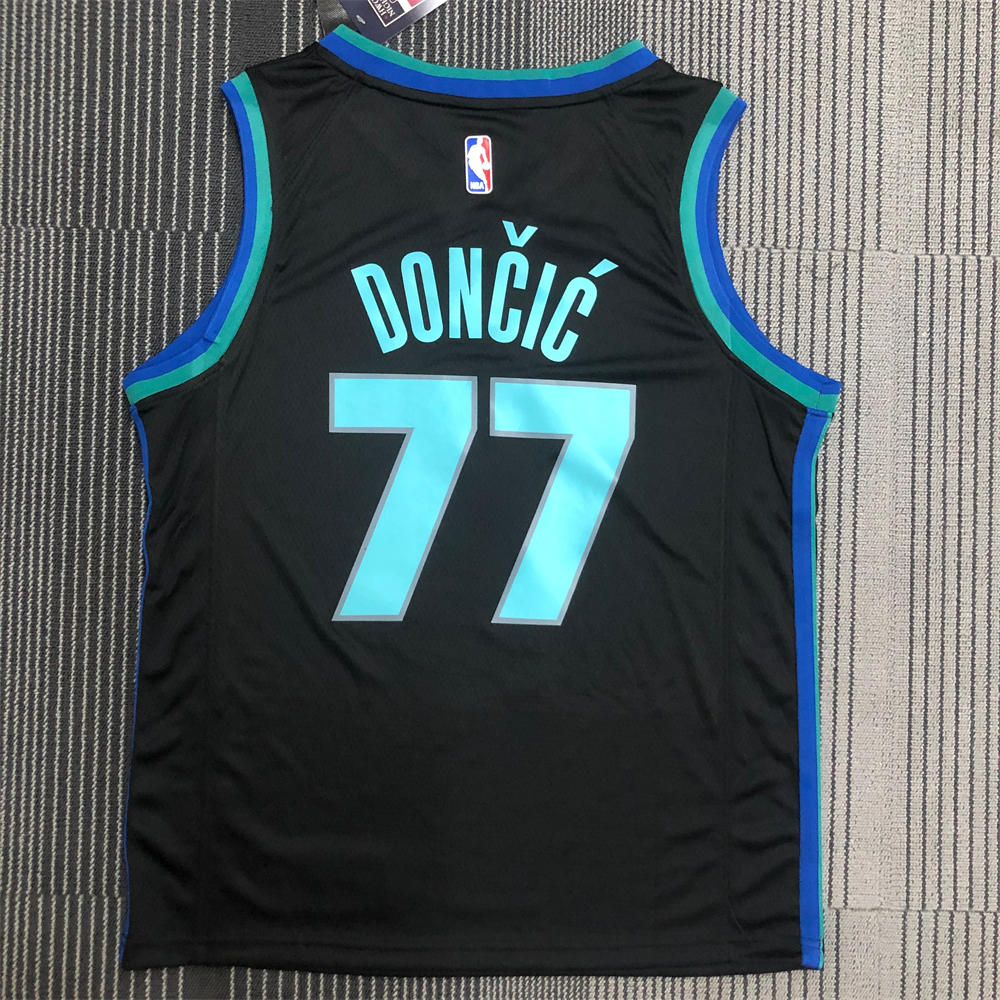 NBA Dallas Mavericks V Neck Black Jersey DONCIC#77 S-XXL