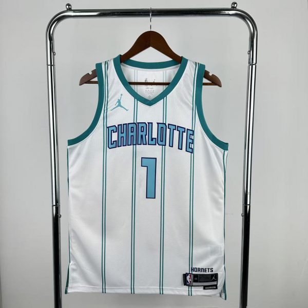 NBA Charlotte Hornets V-Neck White Jersey BALL#1